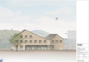 Ansicht Süd-Ost geplantes Gebäude