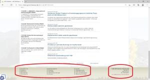 Das Bild zeigt die Links zu den wichtigsten internen Seiten